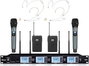4 Channel Wireless Microphone System for Church School Play Conferenc w 2 Handheld 2 Headset Microphone 4 Channel Wireless Microphone System for Church School Play Conferenc w 2 Handheld 2 Headset Microphone