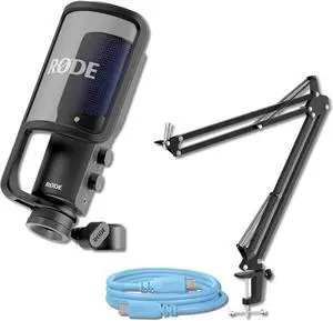 Rode NT-USB+ USB Condenser Microphone with Rode SC27 Blue USB-C to USB-C Cable and StreamEye Adjustable Boom Arm Rode NT-USB+ USB Condenser Microphone with Rode SC27 Blue USB-C to USB-C Cable and StreamEye Adjustable Boom Arm