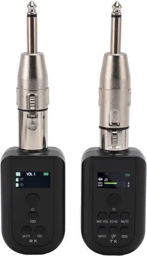 Microphone System, 2.4GHz XLR Transmitter and Receiver, USB C Rechargeable Microphone System for Dynamic Microphone Guitar Audio Mixer PA System