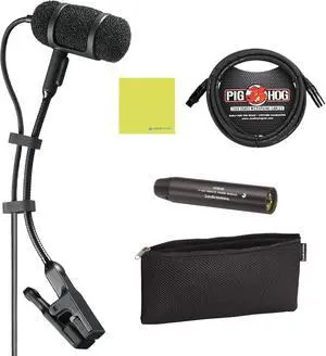 Audio Technica PRO35 Cardioid Condenser Clip-on Instrument Microphone - Wired XLR Power Module Bundle w/Pig Hog PHM10 8mm XLR Mic Cable Polishing Cloth Audio Technica PRO35 Cardioid Condenser Clip-on Instrument Microphone - Wired XLR Power Module Bundle w/Pig Hog PHM10 8mm XLR Mic Cable Polishing Cloth