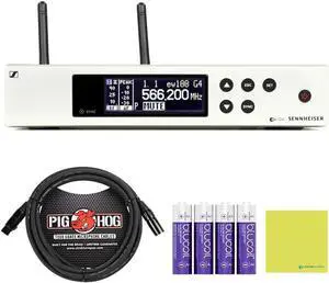 Sennheiser Pro Audio Rackmount True Diversity Receiver (509654) Bundle with 10ft Pig Hog XLR Microphone Cable, 4 AA Batteries & Polishing Cloth  Reliable Wireless Performance