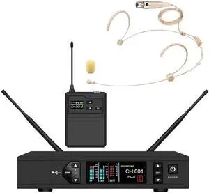 UHF Wireless Microphone System - Perfect for Speakers, Performers, Presentations - 10-Hour Battery Life, 490 ft Range | Omnidirectional Headset Mic, Single Channel Rack Mount Receiver