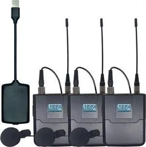3 Wireless Beltpack Lavalier Microphone Compatible with PC,Mac,for Training,Speech