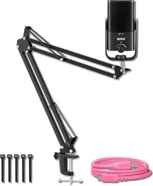 Rode NT-USB Mini USB Condenser Microphone with SC27 Pink USB-C to USB-C Cable and StreamEye BOOMARM1 Mic Arm Rode NT-USB Mini USB Condenser Microphone with SC27 Pink USB-C to USB-C Cable and StreamEye BOOMARM1 Mic Arm