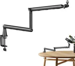 Boom Arm - 360 Degree Rotating Shock Absorbing Clamp | 64x10cm Ergonomic Low Profile Arm Stand, Adjustable Stand | For Singing, Studio, Music, Computer, Desktop, Content And Podcasting