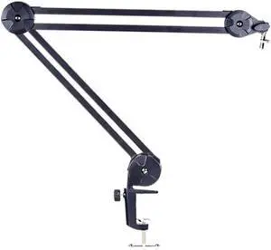 Adjustable Foldable Microphone Boom Arm Stand with 360 Degree Rotation and C Clamp Desk Mount for Live Streaming