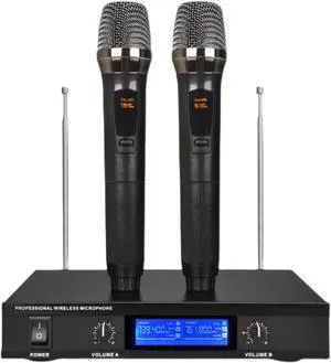 Microphone UHF Rechargeable Wireless Microphone System Karaoke Microphone Wireless Mic with Receiver Box Professional Cardioid Dynamic Handheld Microphone Handheld Microphone