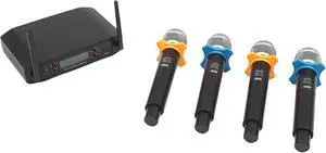 Wireless Microphone System 4 Channel Pro Audio UHF 4 Handheld Dynamic Mic Party