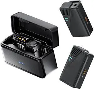 Professional Wireless Mic, 32GB Internal Recording Noise Cancellation Dual Lapel Mics for Phone Camera with 1.08 Inch BT Connectivity
