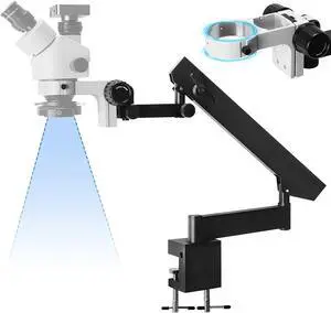 Adjustable Spring Arm Stand for Binocular Stereo Microscope, Swing Arm Microscope Stand, Binocular/Trimocular Stereo Microscopes Universal Telescopic Folding Height-Adjustable Stands