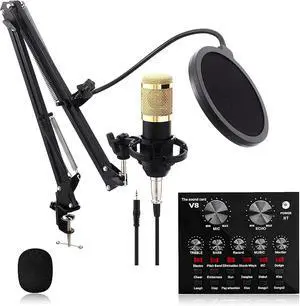 Streaming Microphone, Podcast Equipment Bundle, Condenser Microphone Set, Studio Microphone Kit with Sound Mixer, Microphone Set