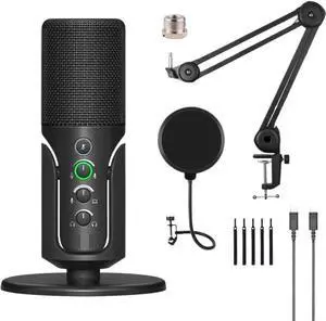 The Sturdy Microphone Live Broadcast is Equipped with A Cantilever and Adjustable Kit, Suitable for Dubbing(Profile Mic+Arm+Pop Filter)
