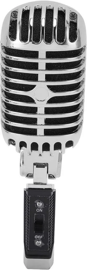 Stage Microphone, Dynamic Microphone with Cardioid Pattern and Soundproof Housing for Live Performance, KTV, Suitable for Harsh Conditions, Adjustable (Silver)