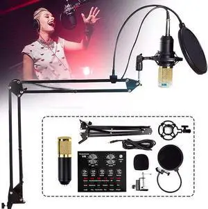 Condenser Microphone Bundle, BM-800 Streaming kit,Microphones, for podcasting with Live Sound Card, Adjustable Mic Suspension Scissor Arm