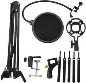 Adjustable Microphone Suspension Boom Scissor Arm Stand for Studio, Broadcasting & Live Events, Heavy Duty Steel with Tripod Base Adjustable Microphone Suspension Boom Scissor Arm Stand for Studio, Broadcasting & Live Events, Heavy Duty Steel with Tripod Base