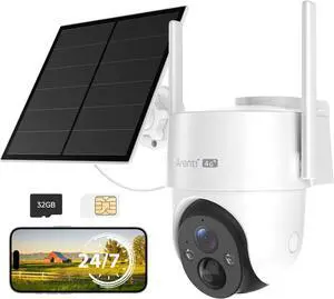 ARENTI 4G LTE Cellular Solar Security Camera Outdoor with AOV 24/7 Recording, 2K HD 10040mAh Battery 8W Solar Camera Outdoor Wireless 360° PTZ Motion Alerts Two-Way Audio IP65, Compatible with Alexa