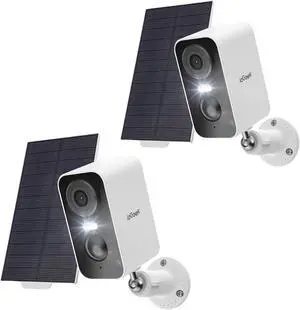 ieGeek Solar Security Cameras Wireless Outdoor, 2 Pack 2K WiFi Battery Camera System for Home Surveillance, Battery Powered Cam with 3MP Color Night Vision, PIR, AI, 2-Way Talk, IP65, Works with Alexa