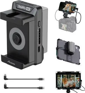 Accsoon SeeMo 4K HDMI Adapter Video Transmission System, 4K30/1080p60 iOS/HDMI Transmitter Phone Monitor SD Card Reader for Live Streaming/Real-Time Monitoring/Receording/Sharing (iOS 12 or Later)