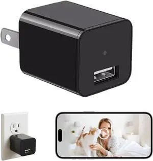 ULar Plug-in Indoor Surveillance Camera, 4K UHD WiFi Small Cam, 16GB SD Card Included Wall Outlet Powered, Remote APP View & Motion Detection for Nanny Pets Security-No Audio