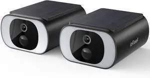 ieGeek S1 2-Pack Solar Security Cameras Wireless Outdoor, 2K 2.4Ghz WiFi Home Surveillance Camera with Embedded Solar Panel, AI Motion Sensor, Smart Alarm, Color Night Vision, Works w/Alexa