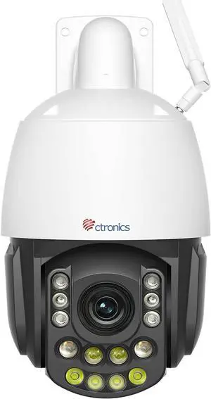 Ctronics 5MP Outdoor Security Camera 30X Optical Zoom, 180m IR & 80m Color Night Vision, Auto Tracking with Zoom, 60 Presets & 2 Patrol Routes, Dual-Band WiFi, FTP/NVR//Cloud/128GB SD, Metal