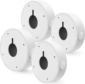 ENS Custom Drilling Junction Box for Security Cameras - Aluminum Enclosure - Dome/Turret/Bullet/Fisheye Cameras Base, 2 Side and 1 Bottom 3/4" Holes - White, 4.5" Diameter, 4 Pack