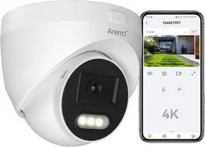 ARENTI 8MP 4K Outdoor Security Camera - PoE IP Surveillance Camera with AI Human/Vehicle/Pet Detection, 110° Wide Angle, 32ft Full Color Night Vision, 4mm Lens, IP66 Weatherproof for Home Security