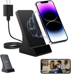 LIZVIE Phone Charger Camera, 1080P Wide-Angle Camera Charger, Night View, Motion Detection, Wireless Charging, Remote App View, for Home Security, Office, or Pets.