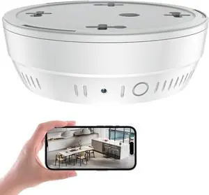 LIZVIE Hidden Camera Smoke Detector, 10000mAh, 2.4G WiFi &Free APP Remote Control, SD Storage, Night Vision, Motion Detection 1080P HD Spy Camera, for Indoor Home/Office Security.