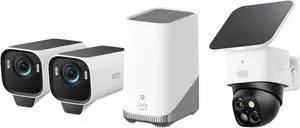 eufy Security eufyCam S3 Pro 2-Cam Kit + SoloCam S340,Solar Camera Outdoor Wireless, MaxColor Night Vision, 360° Pan & Tilt Surveillance, No Blind Spots