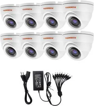 TIGERSECU 1080P Wide Angle Dome Security Camera Bundle 8-Pack