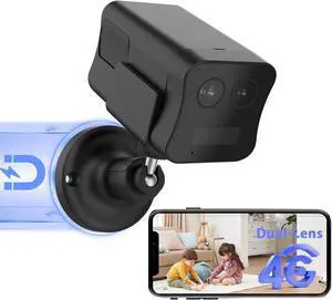 No WiFi Security Camera, 4G LTE Cellular Security Camera Indoor Wireless with Magnetic Bracket, 4G SIM Card, Dual Lens, 6X Hybrid Zoom, 20 Day Standby Battery, 2K Night Vision, PIR Motion Detection