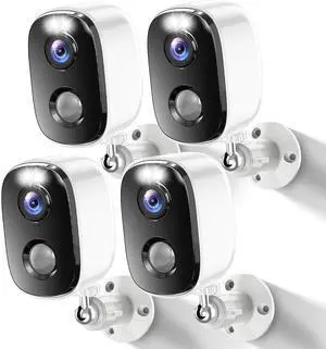 Security Cameras Wireless Outdoor, Battery Powered 2K Color Night Vision, WiFi Cameras for Home Security, AI Motion Detection,Spotlight Siren Alarm,IP66 Waterproof,2-Way Talk, 4 Pack