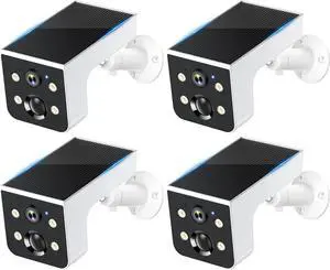 Solar Camera Outdoor Wireless 4 Pack - 2K HD, AI Motion Detection, Easy Setup, Waterproof, Color Night Vision, Two-Way Audio, Wi-Fi, Outdoor Surveillance for Yard & Driveway
