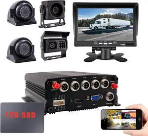 JOINLGO (1TB SSD Included) 4CH GPS 4G WiFi 1080P Vehicle Truck DVR Video Recorder Kit Live View on APP/Web/PC with 4pcs Side Rear View IR Metal Car Camera for Fleet/RV