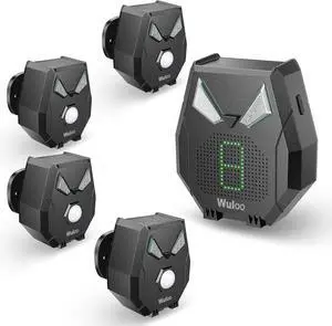 Solar Driveway Alarm Wireless Outside Weatherproof 1/3 Mile Long Range, Outdoor Motion Sensor Detector Alarm Driveway Alert System with Rechargeable Battery/Expandable (4 Sensors &1 Receiver Set)