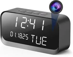 Clock Camera - WiFi Nanny Cam with 1080P HD Video, AI Motion Detection, Clear Night Vision, Dual-Band WiFi, Bluetooth Connectivity, Local & Cloud Storage  Indoor Security Camera for Home & Office