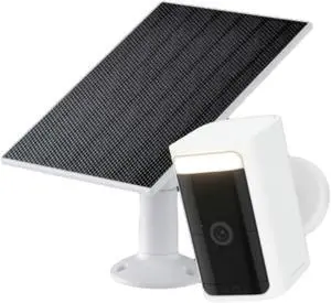 Wyze Battery Cam Pro with Solar Panel, 2K HDR Rechargeable Battery Outdoor/Indoor Security Camera Wireless, Color Night Vision, Integrated Spotlight & Siren, 2-Way Audio, Water Resistant, White