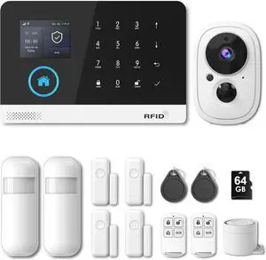 Home Security System, Home Security Camera System 13-Piece Kit Motion Detection, Two-Way Audio, HD Video, Compatible with Alexa No Contract Compatible with Alexa and Google Assistant