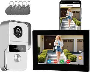 2 Wired Video Intercom System, 7 Inches Video Doorbell Camera with Monitor, Wired Video Door Phone HD Camera Kits Support tuya, Two Way Talk, Video Recording, Remote Unlock for Smart Home