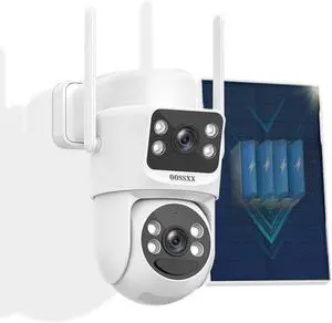 OOSSXX (2-Way Audio & 100% Wire-Free Solar Security Cameras Wireless Outdoor, 2.5K Dual Lens PTZ 2.4G/5G WiFi Camera Solar Battery Powered, Color Night Version, Auto Tracking