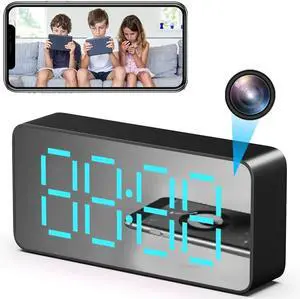 WiFi Small Camera Clock 1080P HD Wireless Cameras for Indoor Security Nanny Cam with Motion Detection and Night Vision