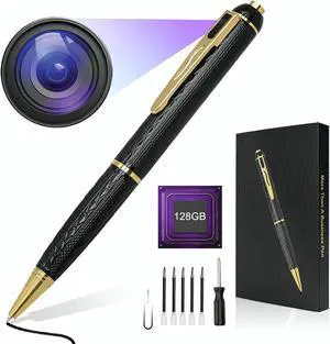 128G Hidden Camera, 1080P Camera Pen, Body Cameras, Mini Nanny Cam with 300 Minutes Video Loop Recording, Secret Camera-One Button Wireless Security Camera for Home 128G Hidden Camera, 1080P Camera Pen, Body Cameras, Mini Nanny Cam with 300 Minutes Video Loop Recording, Secret Camera-One Button Wireless Security Camera for Home