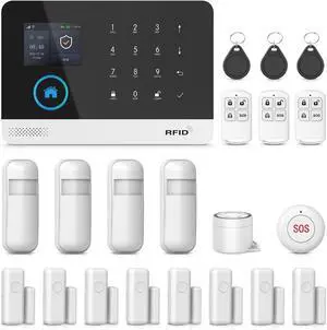 LWOHSI Home Security System,Wireless Alarm System with Door Window/Motion Sensors,Loud Siren,GSM 4G /SMS/Tuya APP Alerts,Compatible with Alexa and Google,NO Monthly Fees for Home,Kids Safety