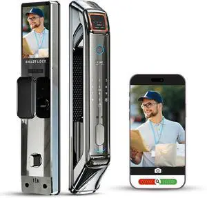 Smart Door Lock with 3D Face Recognition & HD Camera | Biometric Keyless Entry: Palm Vein, Fingerprint, Passcode, IC Card, Key | Video Intercom, Doorbell, Jlink App Control, Easy Install