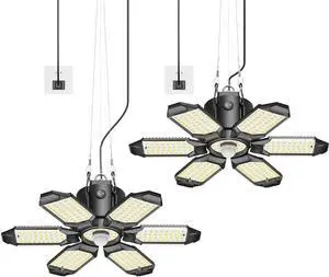 Motion Sensor LED Garage Light 200W Plug in 2Pack, Linkable Garage Ceiling Light Led, Motion Activated Light Indoor Blub - 360° Detection for Workshop/Basement