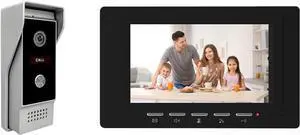 XavhalWired Video Intercom System, 7-inch Wired Video Doorbell System, High-Definition Original Screen Supporting Indoor Unlocking, etc. (Silvery White)