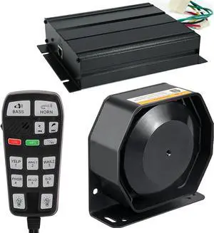 BooYu Police Emergency Slim Speaker Horn Siren PA System for Vehicles Truck Firefighter Ambulance Tow UTV ATV Van Car POV RV [12V/200W][120-135dB][Handheld Microphone][Hands-Free][2 x 10A Switches]