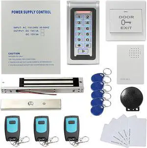 MENGQI-CONTROL 3 Remote Openers 600lbs Magnetic Lock System Outdoor IP68 RFID PinPad Access Control Entry Security with Power Supply Box(Can Add Backup Battery) Buzzer Sounder