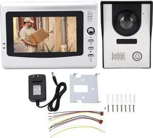 Wired Video Intercom System, 7 Inch LCD Monitor Video Doorbell Door Phone System with Camera, Support IR Night Vision, Dual Way Intercom, Remote Unlock Door Release
